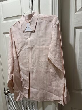 Men's Light Pink Pinstripe Dress Shirt - Classic Point Collar